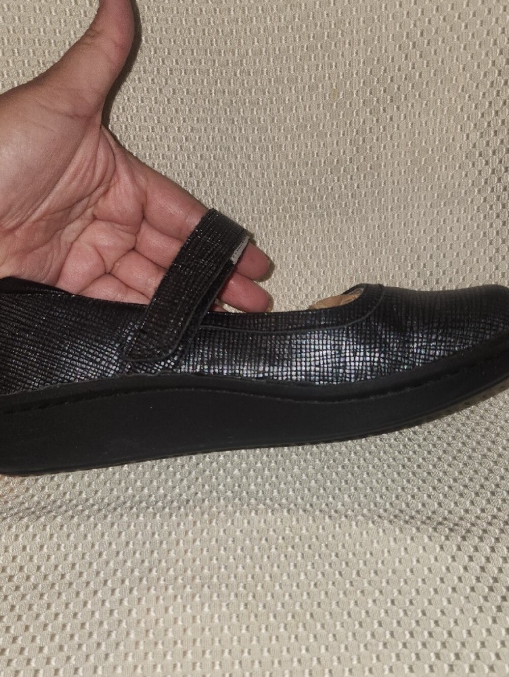 Alegria Black Textured Mary Jane Flats - Picture 8 of 11